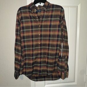Ralph Lauren Men’s Plaid 100% Cotton Button Down Shirt Size Large Fall Winter